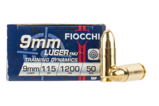 Fiocchi 9mm Luger 115gr Full Metal Jacket Ammo - Box of 50